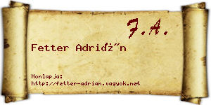 Fetter Adrián névjegykártya